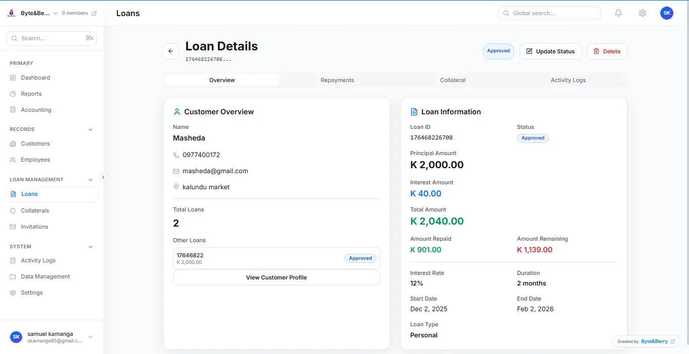 TengaLoans loan details page