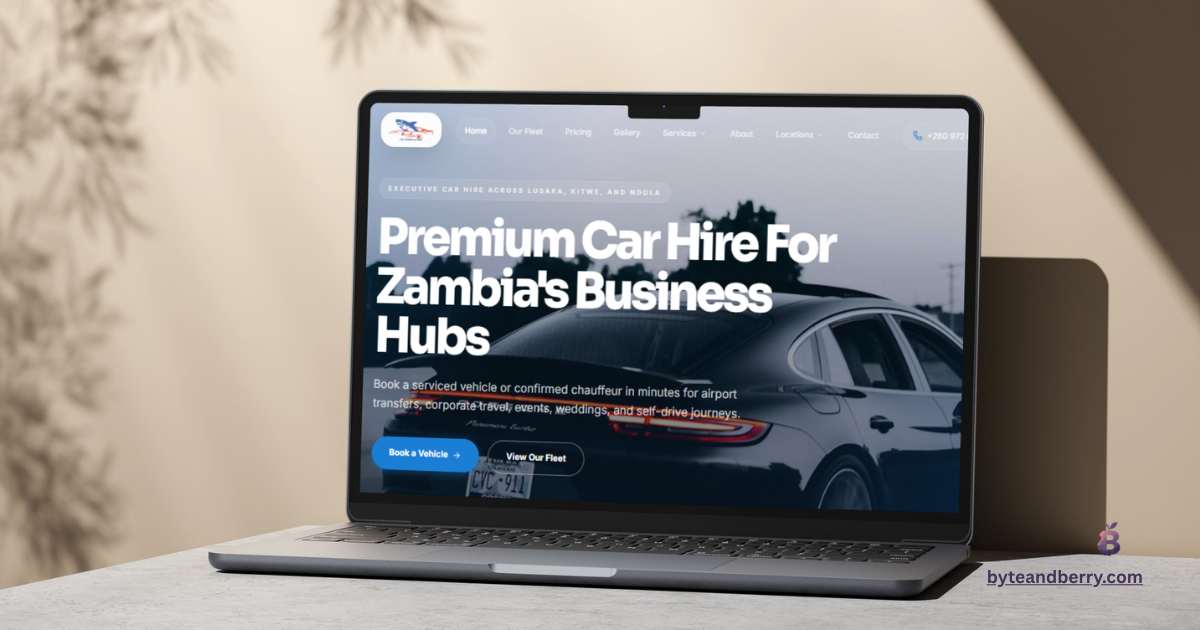 Shark Car Hire laptop booking mockup